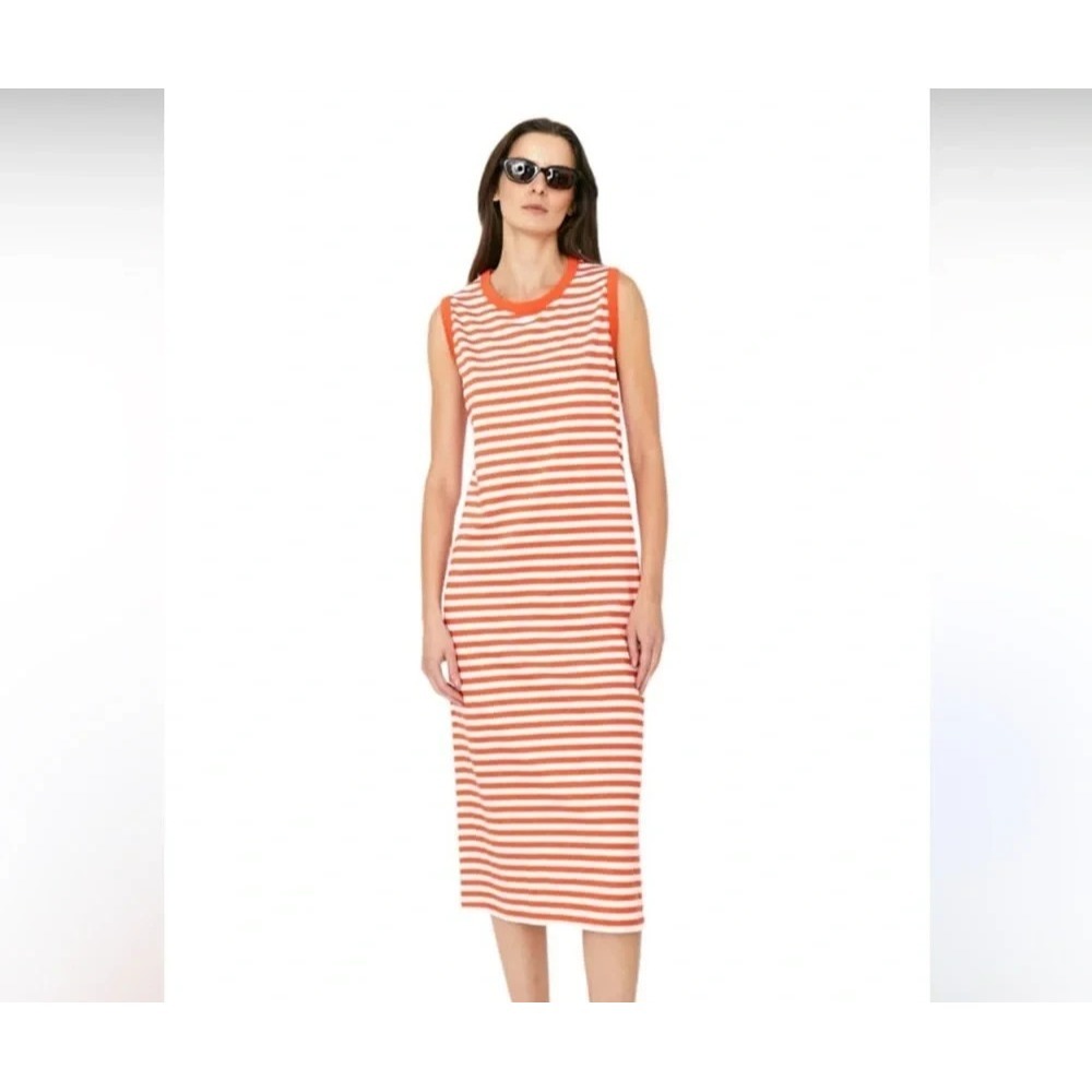 Kule Orange Stripe Midi Cotton T-Shirt Tank Dress Size Small